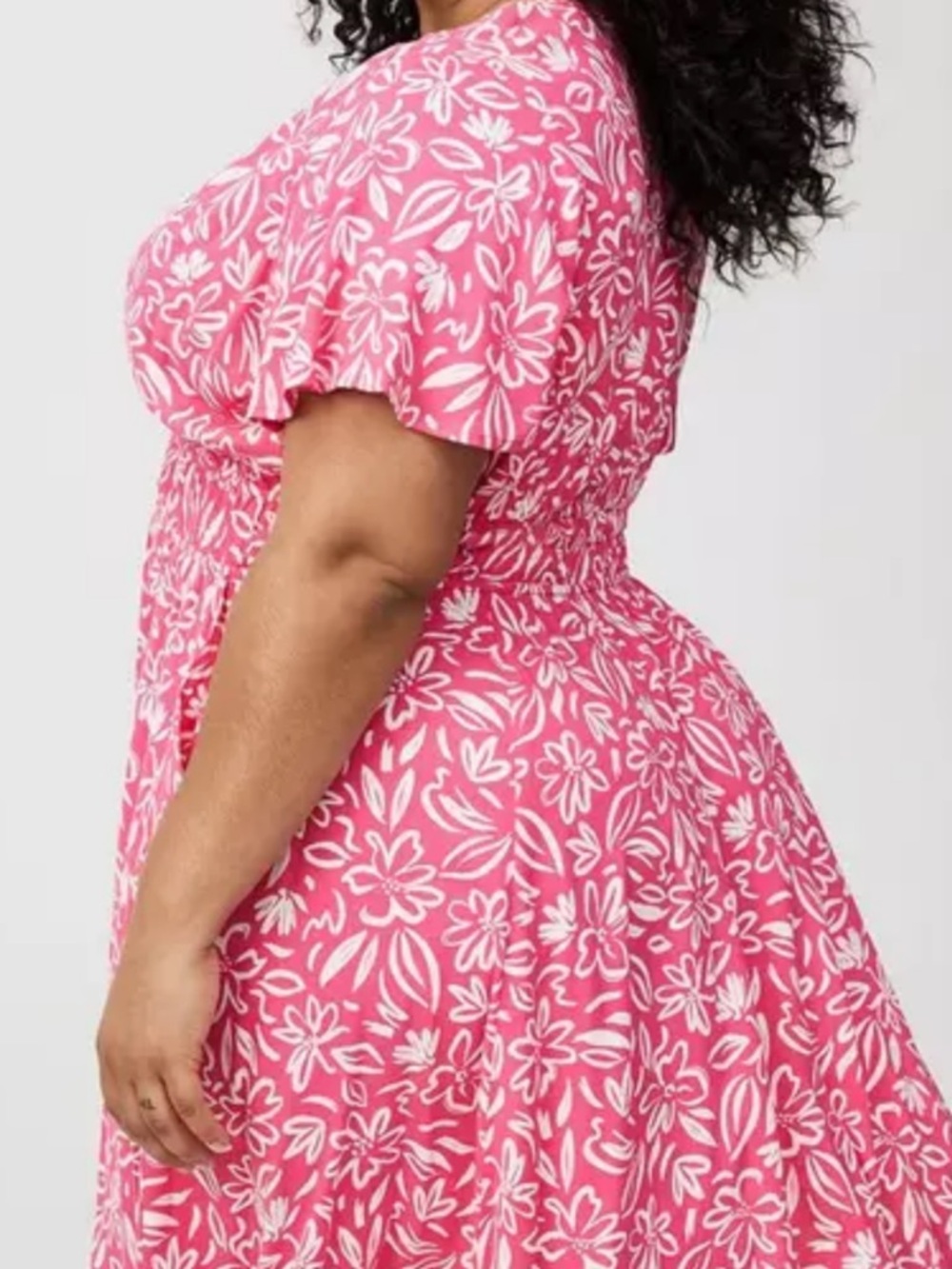 Torrid Mini Flutter Y Neck Elastic Waist Dress Floral Honeysuckle 00 M/L 10 NWT - Picture 4 of 16